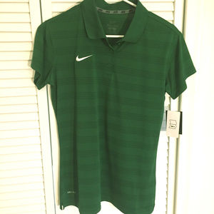 NWT Nike DriFit Spartan Green Striped Polo SZ M